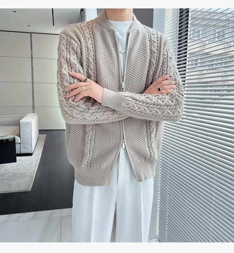 Design Sense Niche Zipper Knitted Cardigan For Men