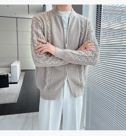 Design Sense Niche Zipper Knitted Cardigan For Men